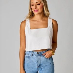 Buddy Love white leather crop top